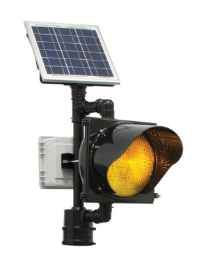 Solar Flashing Blinker Single Beacons Single Beacon - Yellow Housing Red 1/Each - FRB102RD