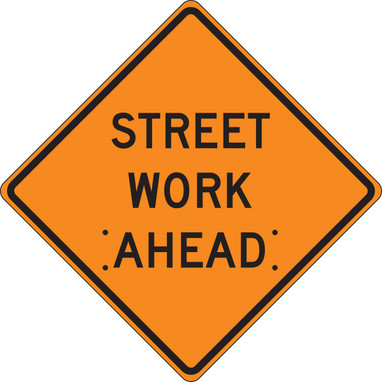 Roll-Up Construction Sign: Street Work Ahead 36" x 36" Reflective Vinyl 1/Each - FRC329RV