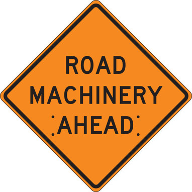 Roll-Up Construction Sign: Road Machinery Ahead 36" x 36" Fluorescent Vinyl 1/Each - FRC331FL