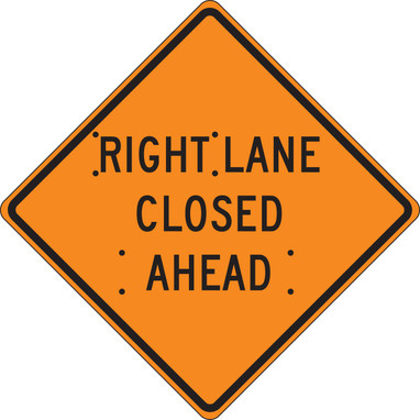 Roll-Up Construction Sign: Right Lane Closed Ahead 48" x 48" Fluorescent Vinyl 1/Each - FRC424FL