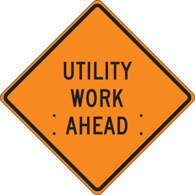 Roll-Up Construction Sign: Utility Work Ahead 48" x 48" Fluorescent Vinyl 1/Each - FRC432FL