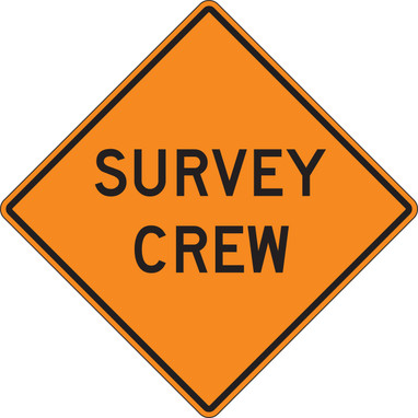 Roll-Up Construction Sign: Survey Crew 48" x 48" Fluorescent Vinyl 1/Each - FRC438FL