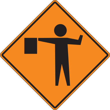 Rigid Construction Sign: Flagger (Symbol) 30" x 30" DG High Prism 1/Each - FRK209DP