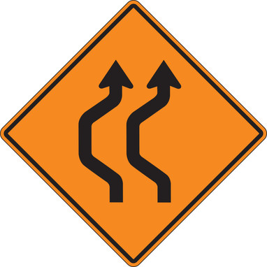 Rigid Construction Sign: Two Lane Double Reverse Curve (Left) 36" x 36" DG High Prism 1/Each - FRK228DP