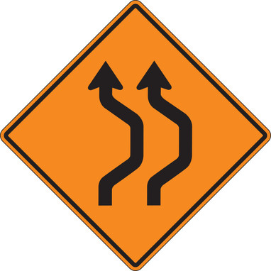 Rigid Construction Sign: Two Lane Double Reverse Curve (Right) 30" x 30" DG High Prism 1/Each - FRK231DP