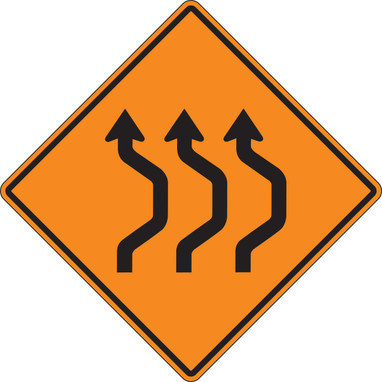 Rigid Construction Sign: Three Lane Double Reverse Curve (Right) 30" x 30" High Intensity Prismatic 1/Each - FRK235HP