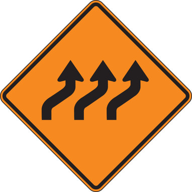 Rigid Construction Sign: Three Lane Reverse Curve (Right) 30" x 30" High Intensity Prismatic 1/Each - FRK256HP