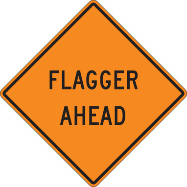 Safety Sign: Flagger Ahead 1/2 Mile 36" x 36" DG High Prism 1/Each - FRK302DP
