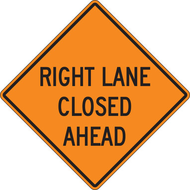 Safety Sign: Right Lane Closed Ahead 1000 Ft 30" x 30" DG High Prism 1/Each - FRK402DP