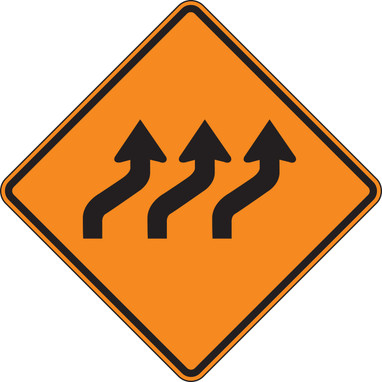 Rigid Construction Sign: Three Lane Reverse Curve (Right) 48" x 48" DG High Prism 1/Each - FRK462DP