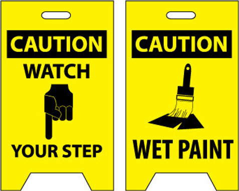 Floor Sign - Dbl Side - Caution Watch Your Step Caution Wet Paint - 19X12 - FS2