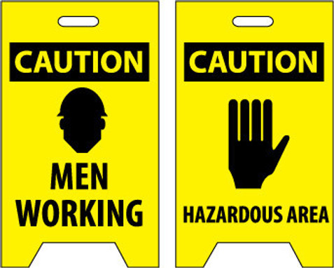 Floor Sign - Dbl Side - Caution Men Working Caution Hazardous Area - 19X12 - FS3