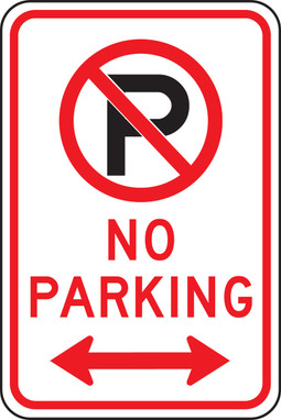 Parking Sign: No Parking (Symbol with Arrows) English 24" x 18" Engineer Grade Reflective Aluminum (.080) 1/Each - FRP118RA