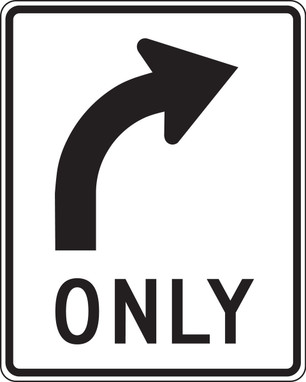 Lane Guidance Sign: Right Turn Only (Arrow) 36" x 30" Engineer-Grade Prismatic 1/Each - FRR037RA