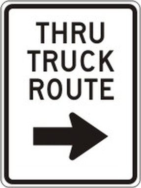 Facility Traffic Sign: Thru Truck Route, (Right Arrow) 24" x 18" High Intensity Prismatic 1/Each - FRR233HP