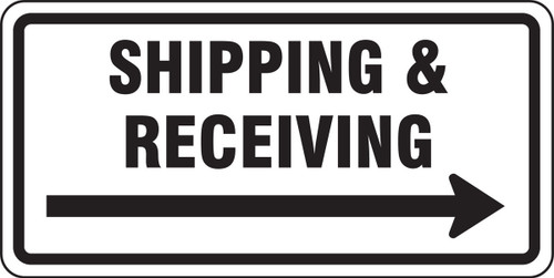 Facility Traffic Sign: Shipping & Receiving (Right Arrow) 12" x 24" DG High Prism 1/Each - FRR267DP