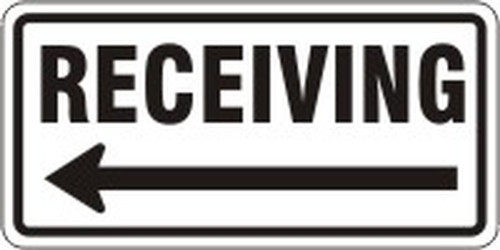 Facility Traffic Sign: Receiving (Left Arrow) 12" x 24" DG High Prism 1/Each - FRR275DP