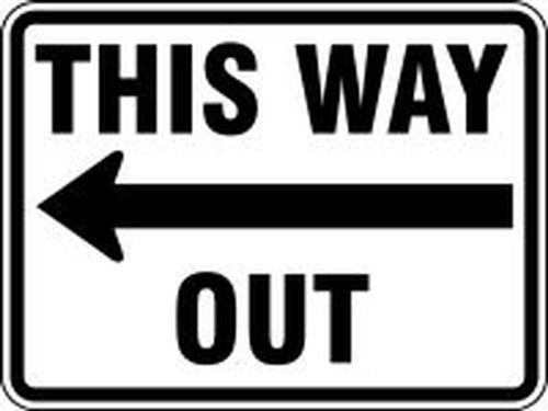 Facility Traffic Sign: This Way Out (Left Arrow) 18" x 24" Engineer Grade Reflective Aluminum (.080) 1/Each - FRR277RA