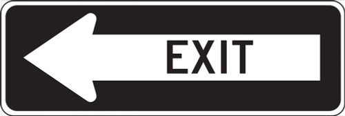 Facility Traffic Sign: Left Arrow Exit 12" x 36" Engineer-Grade Prismatic - FRR297RA