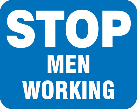 Railroad Clamp Sign: Stop - Men Working Blue 12" x 15" Non-Reflective Aluminum (.080) 1/Each - FRR354BU