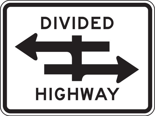 Lane Guidance Sign: Divided Highway (Four-Legged) 18" x 24" DG High Prism 1/Each - FRR452DP