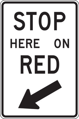 Intersection Sign: Stop Here On Red (Diagonal Arrow) 36" x 24" Engineer-Grade Prismatic 1/Each - FRR468RA