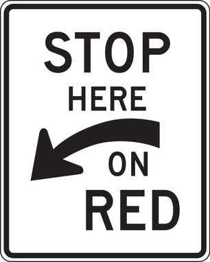 Intersection Sign: Stop Here On Red (Curved Arrow) 30" x 24" Engineer-Grade Prismatic 1/Each - FRR469RA