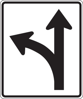 Lane Guidance Sign: Left/Straight Optional Lane 36" x 30" DG High Prism 1/Each - FRR651DP