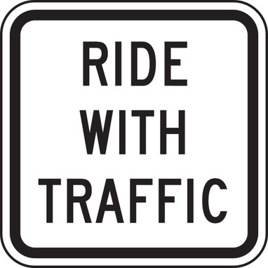 Bicycle & Pedestrian Sign: Ride With Traffic 12" x 12" DG High Prism 1/Each - FRR705DP