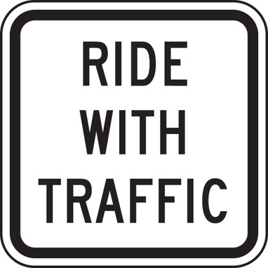 Bicycle & Pedestrian Sign: Ride With Traffic 12" x 12" Engineer-Grade Prismatic 1/Each - FRR705RA