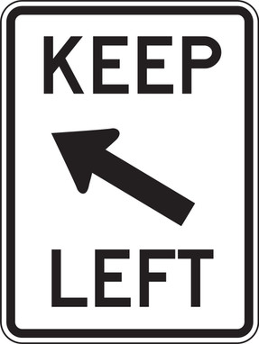 Lane Guidance Sign: Keep Left (Diagonal) 24" x 18" Engineer-Grade Prismatic 1/Each - FRR761RA