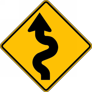 Direction Sign: Left Winding Road 24" x 24" DG High Prism 1/Each - FRW292DP