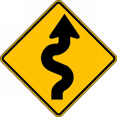 Direction Sign: Right Winding Road 24" x 24" DG High Prism 1/Each - FRW294DP