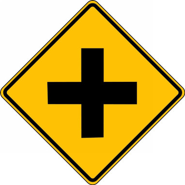 Intersection Warning Sign: Cross Road 30" x 30" DG High Prism 1/Each - FRW404DP