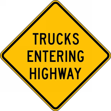 Lane Guidance Sign: Trucks Entering Highway 24" x 24" DG High Prism 1/Each - FRW420DP