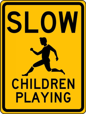 Bicycle & Pedestrian Sign: Slow - Children Playing 24" x 18" DG High Prism 1/Each - FRW483DP