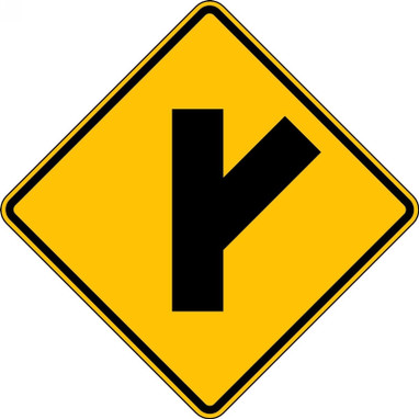 Intersection Warning Sign: Right Side Road (Diagonal) 24" x 24" High Intensity Prismatic 1/Each - FRW633HP