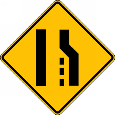 Lane Guidance Sign: Lane Ends - Merge Left (Symbol) 30" x 30" Engineer-Grade Prismatic 1/Each - FRW645RA