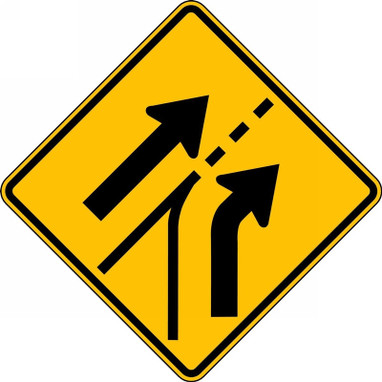 Lane Guidance Sign: Entering Roadway Added Right Lane 24" x 24" DG High Prism 1/Each - FRW650DP