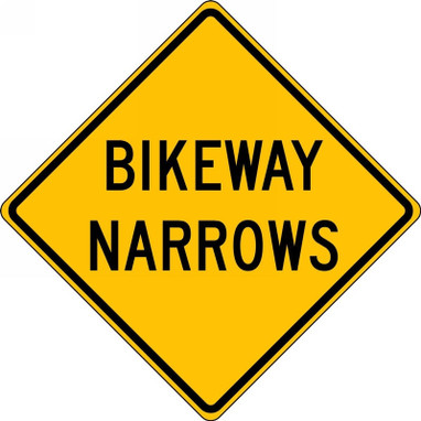 Lane Guidance Sign: Bikeway Narrows 30" x 30" DG High Prism 1/Each - FRW656DP