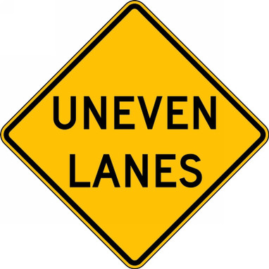 Surface & Driving Conditions Sign: Uneven Lanes 30" x 30" DG High Prism 1/Each - FRW691DP