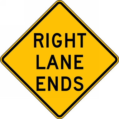 Lane Guidance Sign: Right/Left Lane Ends Right 24" x 24" High Intensity Prismatic 1/Each - FRW695HP