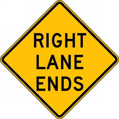 Lane Guidance Sign: Right/Left Lane Ends Left 24" x 24" High Intensity Prismatic 1/Each - FRW697HP