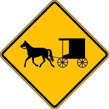 Crossing Sign: Horse-Drawn Vehicle 30" x 30" DG High Prism 1/Each - FRW735DP