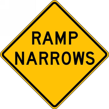 Lane Guidance Sign: Ramp Narrows 36" x 36" DG High Prism 1/Each - FRW774DP