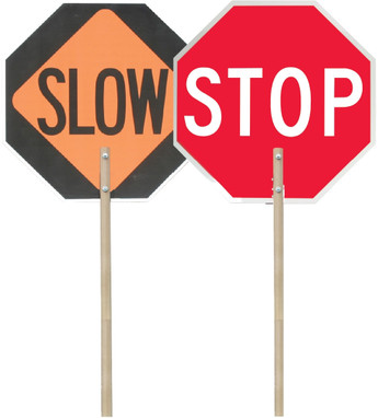 Paddle Signs: 18-in. Aluminum 60" Wood Stop / Stop 18" 1/Each - FSP156