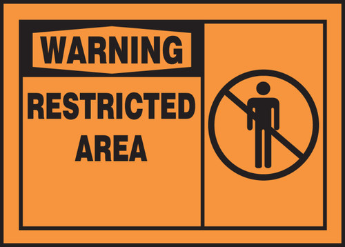 ANSI Warning Safety Label: Restricted Area 3 1/2" x 5" Adhesive Dura Vinyl 1/Each - LADM308XVE