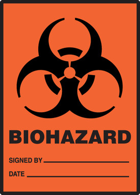 Safety Label: Biohazard 5" x 3 1/2" Adhesive Dura Vinyl 1/Each - LBHZ501XVE
