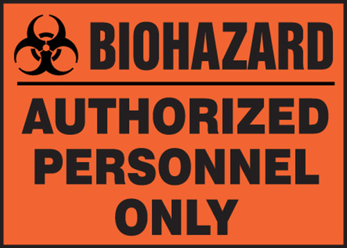 Safety Label: Biohazard - Authorized Personnel Only 3 1/2" x 5" Adhesive Vinyl 5/Pack - LBHZ930VSP