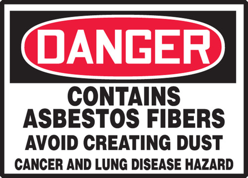 OSHA Danger Safety Label: Contains Asbestos Fibers - Avoid Creating Dust - Cancer And Lung Disease Hazard 3 1/2" x 5" - LCAW015VSP